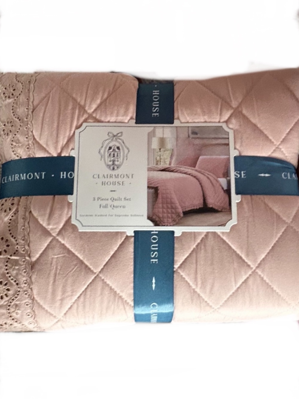 Clairmont House Full/Queen Pink 3 Piece Quilt Set